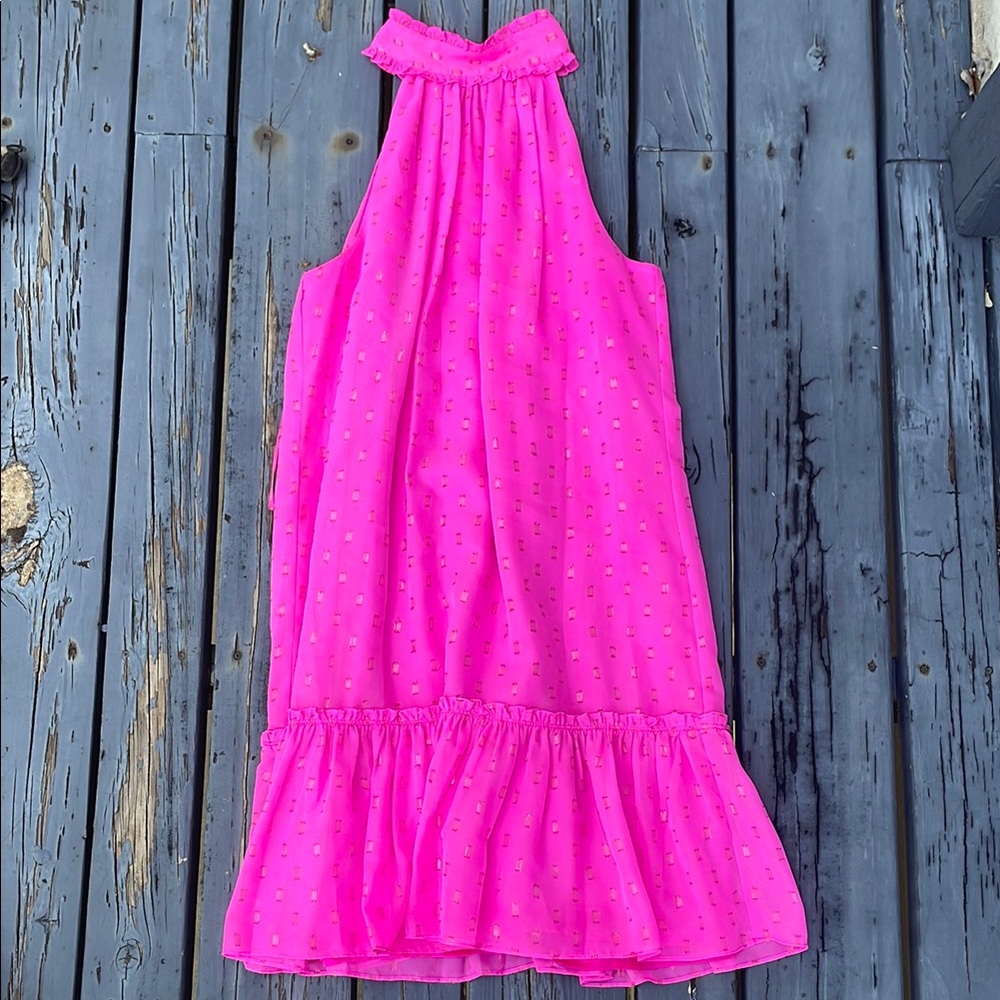 High neck cocktail Trina Turk Pink mini dress